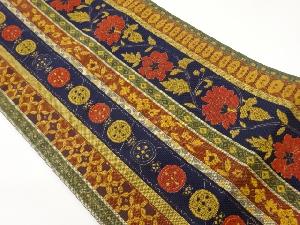 本場筑前博多縞に花唐草模様織出し名古屋帯